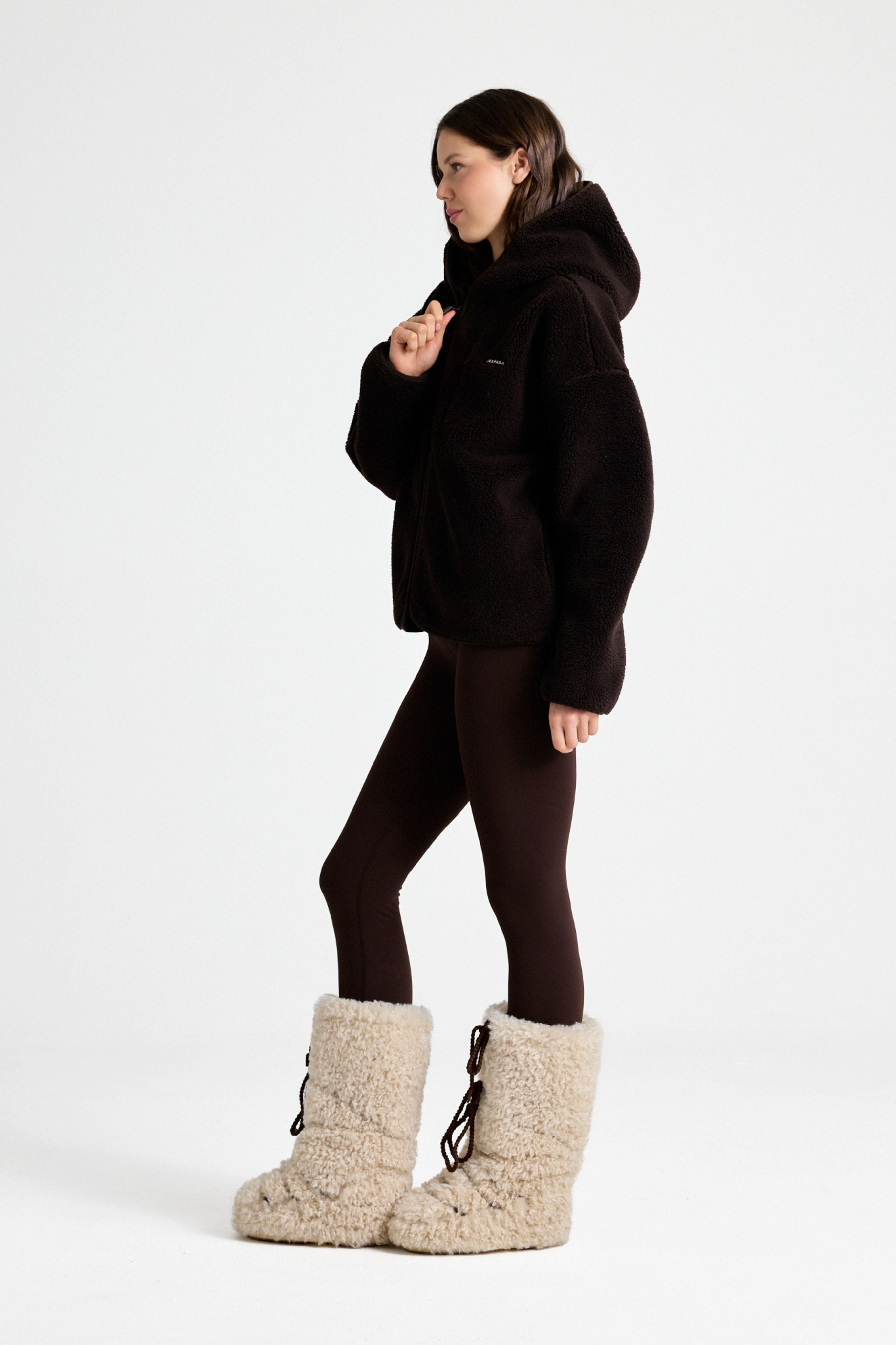 W. Cloudfleece™ Jacket w. hood - Espresso